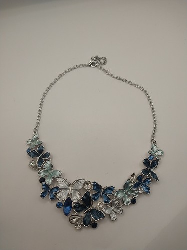 Collana farfalla strass blu - collana,