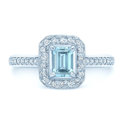Anello halo con acquamarina - anello,