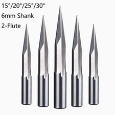 Punte router CNC incisore dritto fresa fine metallo duro forma V gambo 6 mm 2 flauti nuovo