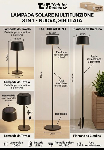 Lampada solare design 3in1 - solare,
