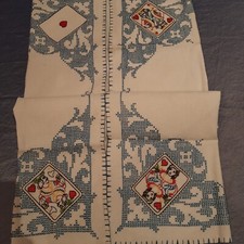 Antica particolare Tovaglietta tovaglia  ricamo a mano  cm87x87