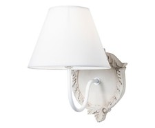 Applique Feuilles Shabby - 1 Punto Luce - Legno Tessuto - 20 x 30 x 29 cm