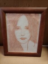 Quadro - Disegno A Matita Marrone - Viso Di Ragazza