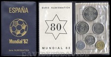 SPAGNA 1980 - SERIE DIVISIONALE 6 MONETE - MONDIALI DI CALCIO 1982 - CONF. BLU