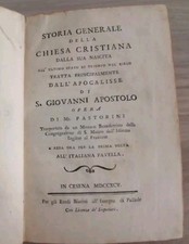 STORIA GENERALE DELLA CHIESA CRISTIANA, TOMO SECONDO.  MR PASTORINI ANNO 1795