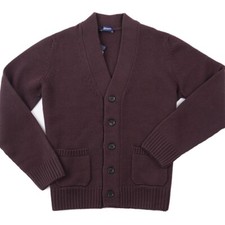 Maglione cardigan Drumohr A/I 24-25 prugna bordeaux peluche maglia lana merino L nuovo con etichette