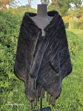 Maglia 100% vera pelliccia di visone mantello / sciarpa 200*58 cm nero collo avvolgente / scialle donna