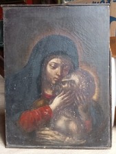 olio su prima tela fine 600 inizio 700 madonna con CRISTO deposto