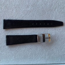 OMEGA  Cinturino Vintage NERO 18 mm + Fibbia Argento/Acciaio