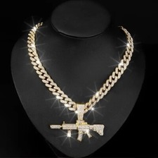 Collana Con Ciondolo Mitraglietta Stile Hip Hop
