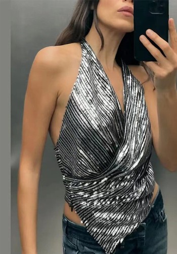 Top zara argento - zara, nero