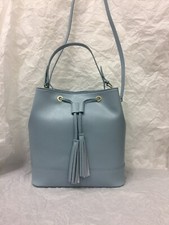 Secchiello In Pelle Saffiano Azzurro, Nuovo, Artigianato Fiorentino