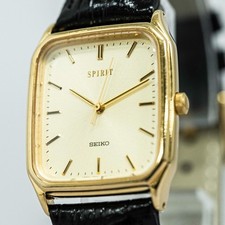 *QUASI NUOVO* Orologio Uomo Vintage 1994 SEIKO Spirit 5E31-5B50 Quarzo Oro Tank 27mm