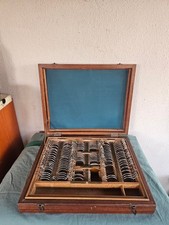 STRUMENTO ANTICO OPTOMETRISTA VINTAGE CASSETTA SET OTTICO LENTI DA VISTA