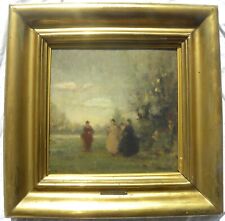 Venanzio Zolla (Colchester 1880 – Torino 1961) Figure in un parco Olio cm 31x31