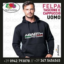 FELPA CAPPUCCIO TASCONE UOMO STAMPA ABARTH 500 3 PERSONALIZZATA STAMPATA