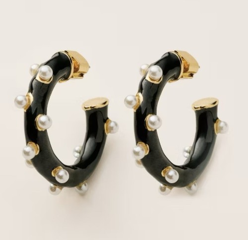 Pearl polka dot hoop - polka, earrings
