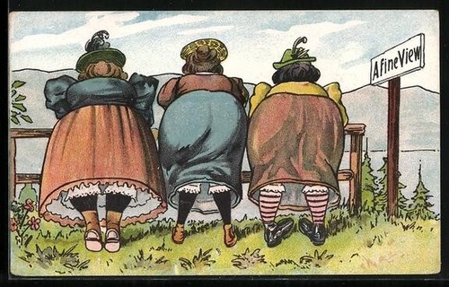 Cartolina tre donne grasse - cartolina, si