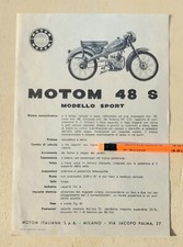 MOTOM 48 S MODELLO SPORT  RARO VOLANTINO PUBBLICITARIO