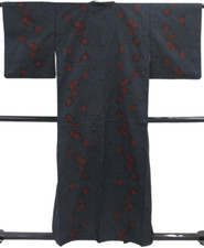Kimono giapponese vintage seta marina Oshima Tsumugi costoso originale altezz...