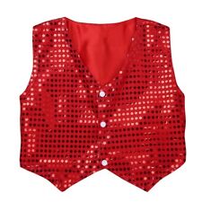 Girls Boy Sequined Waistcoat Choir Jazz Dance Dress Up Stage Performance Costume