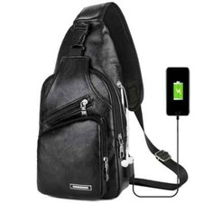 Borsello Uomo a Tracolla Borsa Zip Porta Cellulare Monospalla Lavoro Eco Pelle