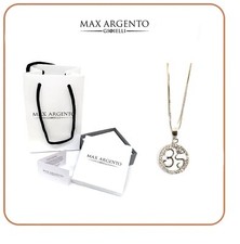 COLLANA E CIONDOLO SIMBOLO OM OHM CHAKRA  CON ZIRCONI ARGENTO 925