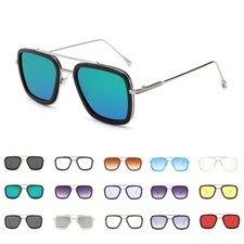 Occhiali da Sole Specchio Protezione UV400 Uomo Donna Montatura Grande Metallo