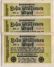 Ro 105a Set 3 Pezzi 10 Mio Mark 1923 FZ:BH FZ:4