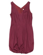 INTREND abito tubino donna senza maniche UK 14 medio bordeaux acetato BH04