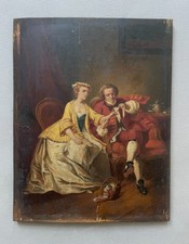 Scena galante, olio su tavola