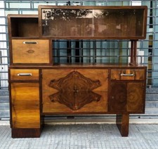 Credenza a due corpi impellicciata in noce Italia Art Decò
