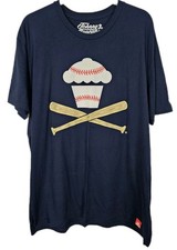 Johnny Cupcakes T Shirt Mazze da Baseball Crossbones Navy Taglia XL