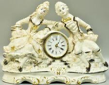 OROLOGIO DA CAMINO TAVOLO VINTAGE con SCULTURA PORCELLANA STILE CAPODIMONTE  900