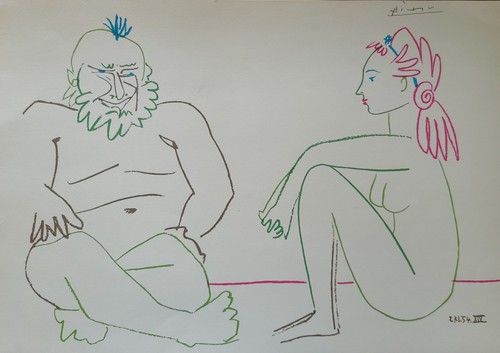 Lithographie femme et - "femme,
