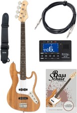 Basso Elettrico 4 Corde Jazz Bass E-Bass Pickup Single Coil Set Naturale Marrone