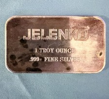 Raro bar pubblicitario dentale Jelenko argento 1 oz .999 vintage coniato da Engelhard