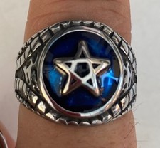 Anello Pentacolo Smalto Blu