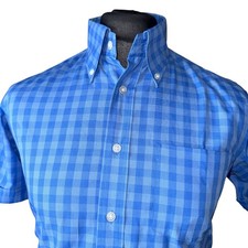 BRUTUS TRIMFIT Camicia Uomo MEDIA (40") Manica Corta Blu Check