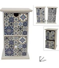 Porta Oggetti Cassettiera Colonna Con 2 Cassetti Legno Country Chic Arredamento