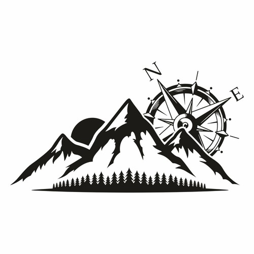 Montagne autocollant camping - autocollant,,