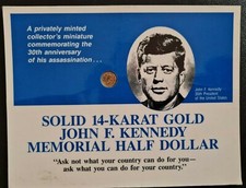 Moneta in oro 14 Karati John F. Kennedy Memorial Half Dollar 