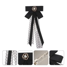  Cravatta al collo con spilla a fiocco in nastro pre-legato con fiocco nero alla