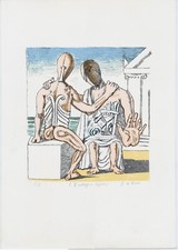 DE CHIRICO GIORGIO -Colloquio segreto (1969)  Litografia a colori firma a matita