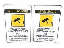 Coppia Di Cartelli Segnaletici Area Sottoposta A Videosorveglianza X Esterno 30x