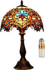 Lampada Da Tavolo in Stile Tiffany 12" Paralumi in Vetro Colorato Lampada Da Com