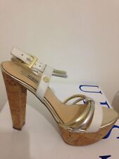 Sandaolo GUESS Bianco Argento e Oro con tacco e plateau in sughero tg. 37