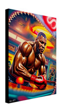Mike Tyson con COA - Quadro dipinto boxe su tela incorniciato 40x30 cm