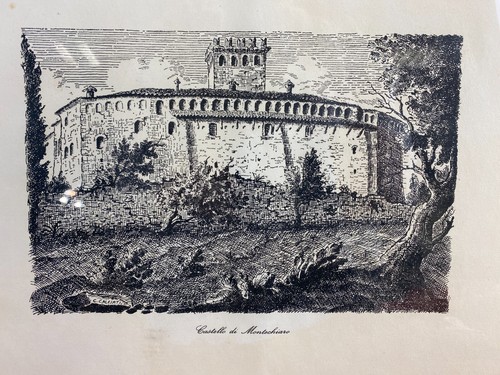 Litografia castello paesaggio - litografia,