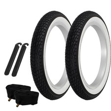 PNEUMATICI PRO+ 14" x 1,95" Nero/Bianco P-1023 con TUBI E LEVE PNEUMATICI 33mm Schrader